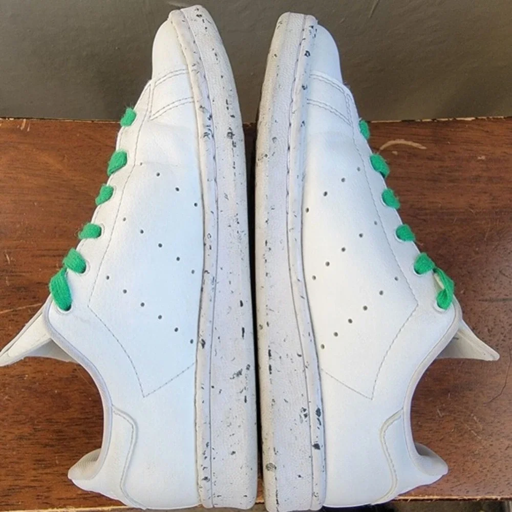 Adidas Stan Smith Vegan Clean Classics White Green Sneakers Size 4 | FU9609‎